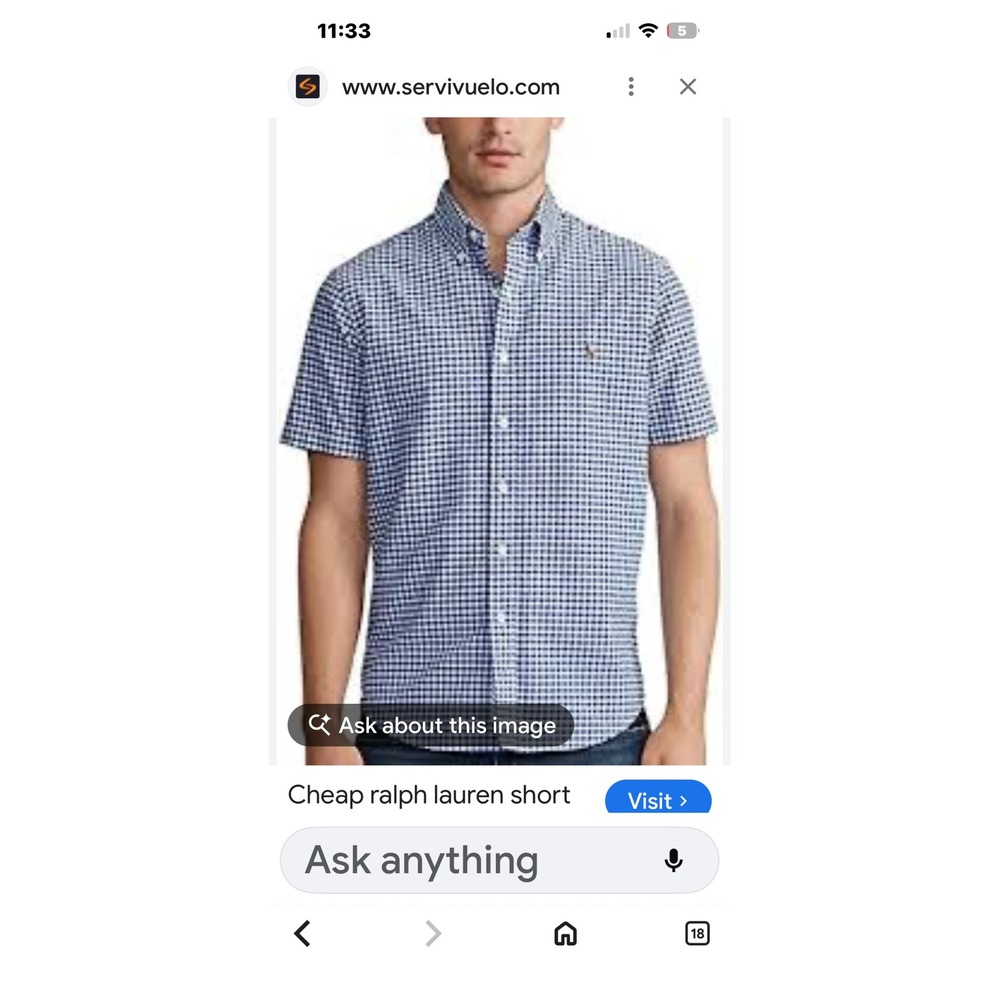 U.S. Polo Assn. Men's Short Sleeve Gingham Button Down Shirt XL Blue White